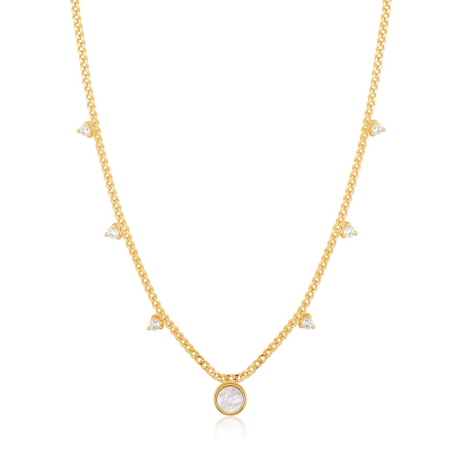 Ania Haie Mother Of Pearl Drop Disc Necklace - Gold