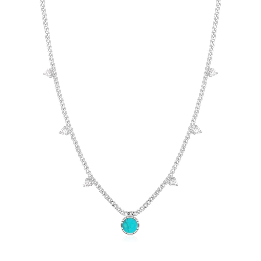 Ania Haie Turquoise Drop Disc Necklace  - Silver