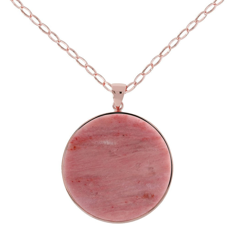 Bronzallure Red Fossil Wood Big Disc Necklace