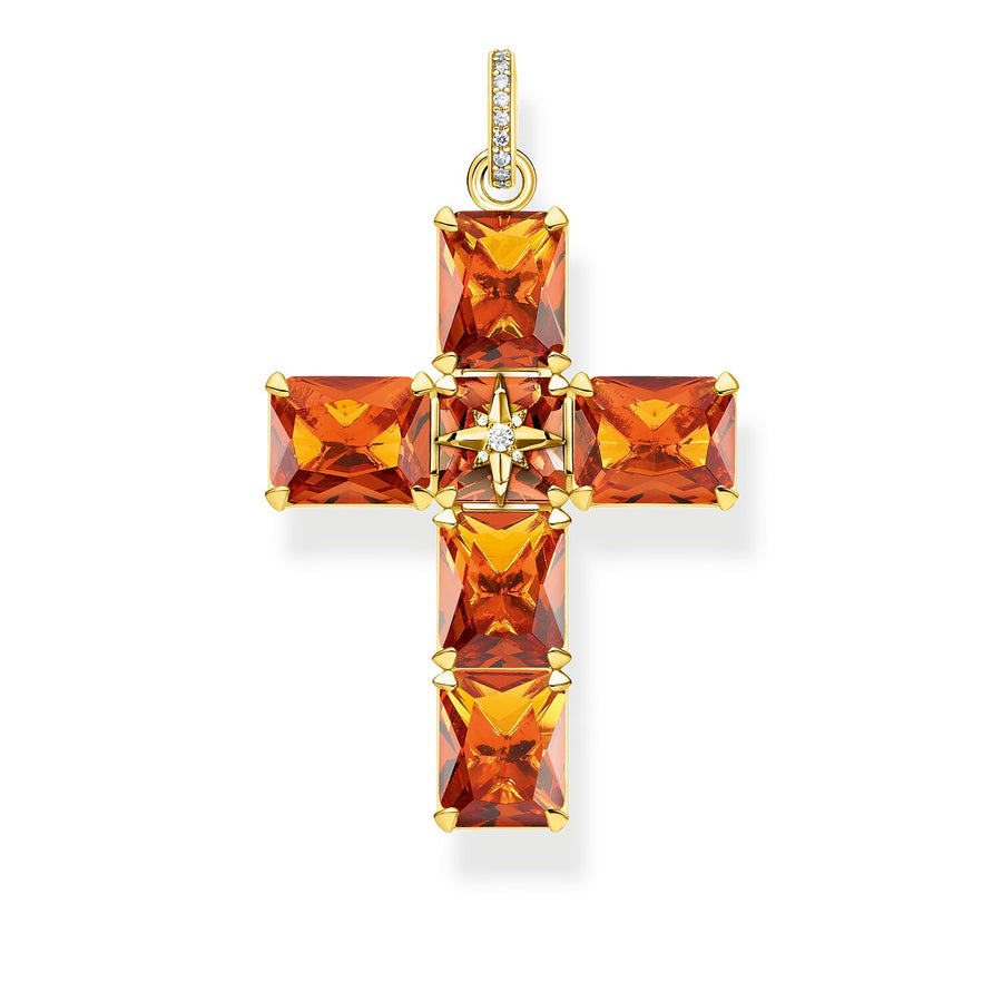 Thomas Sabo Pendant Cross Orange Stones | The Jewellery Boutique