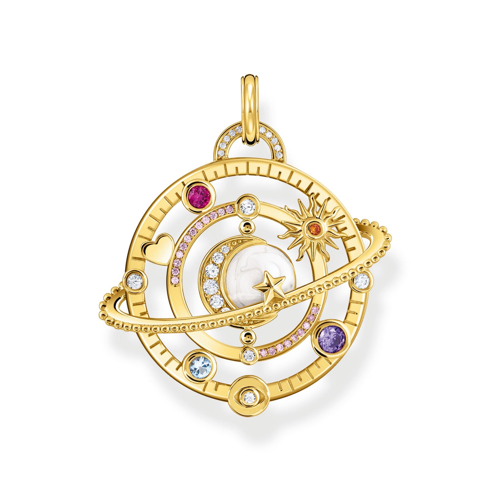 THOMAS SABO Gold Planetary Ring Pendant with Colourful Stones - B & S Lyncris Jewellers