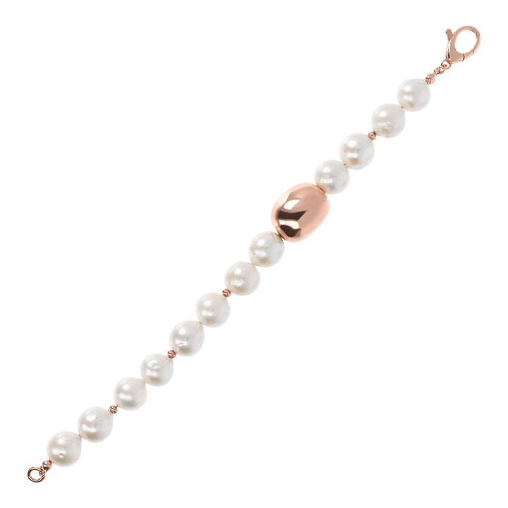 Bronzallure Pearls and Golden Rose Nugget Bracelet