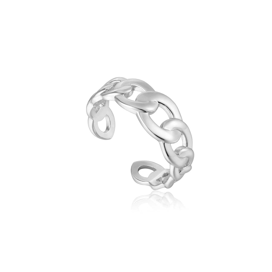 Ania Haie Curb Chain Adjustable Ring  - Silver