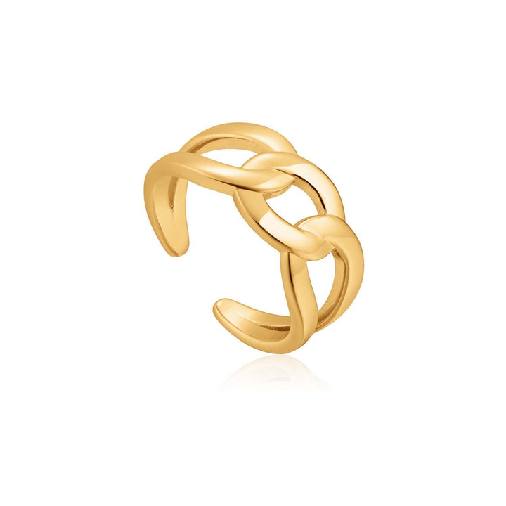 Ania Haie Wide Curb Chain Adjustable Ring  - Gold