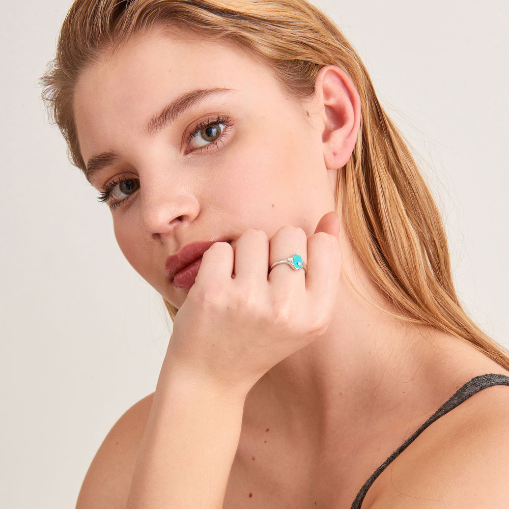 Ania Haie Silver Tidal Turquoise Adjustable Signet Ring | The Jewellery Boutique