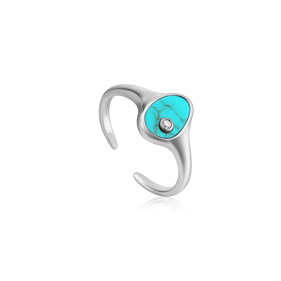 Ania Haie Silver Tidal Turquoise Adjustable Signet Ring | The Jewellery Boutique