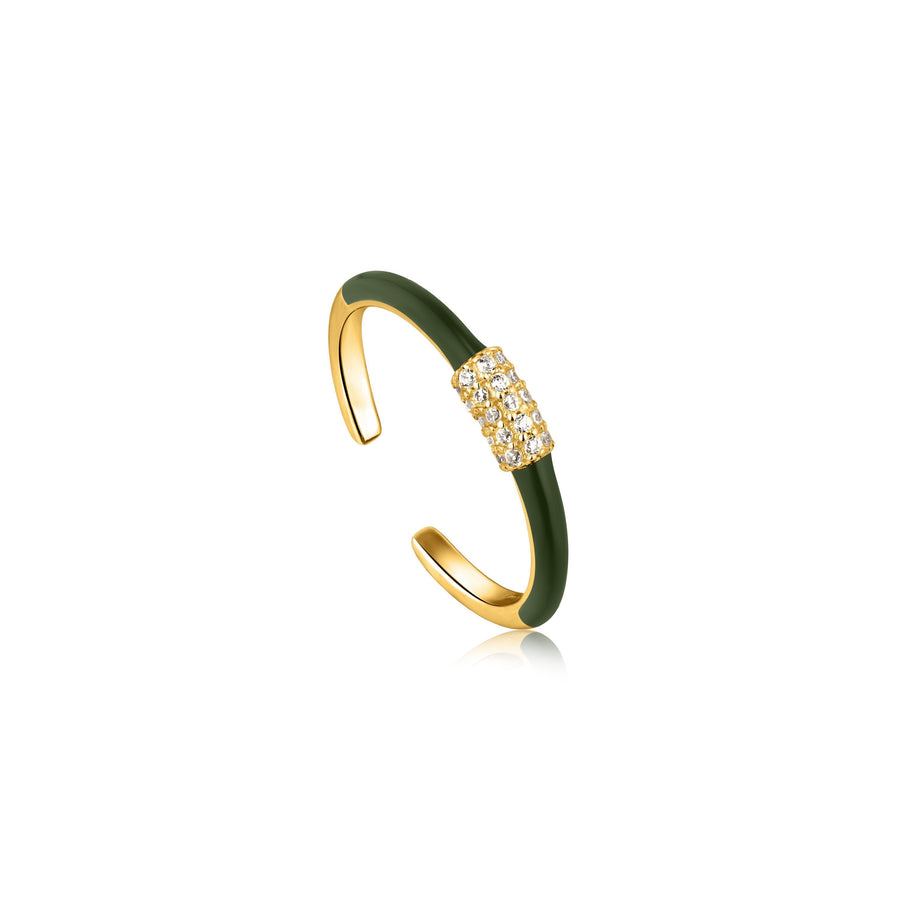 Ania Haie Forest Green Carabiner Gold Adjustable Ring