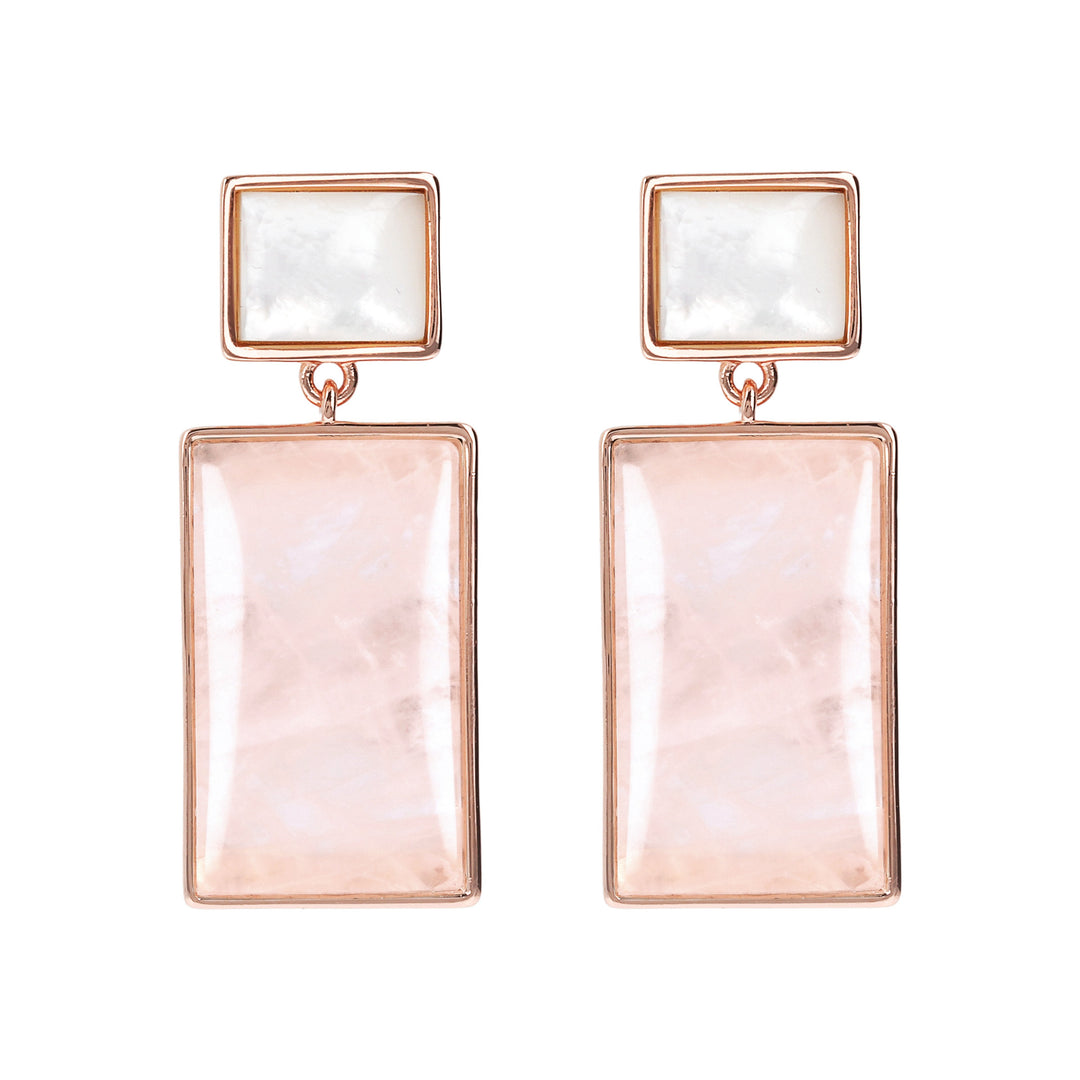 Bronzallure Mother of Pearl and Natural Stone Rectangular Earrings