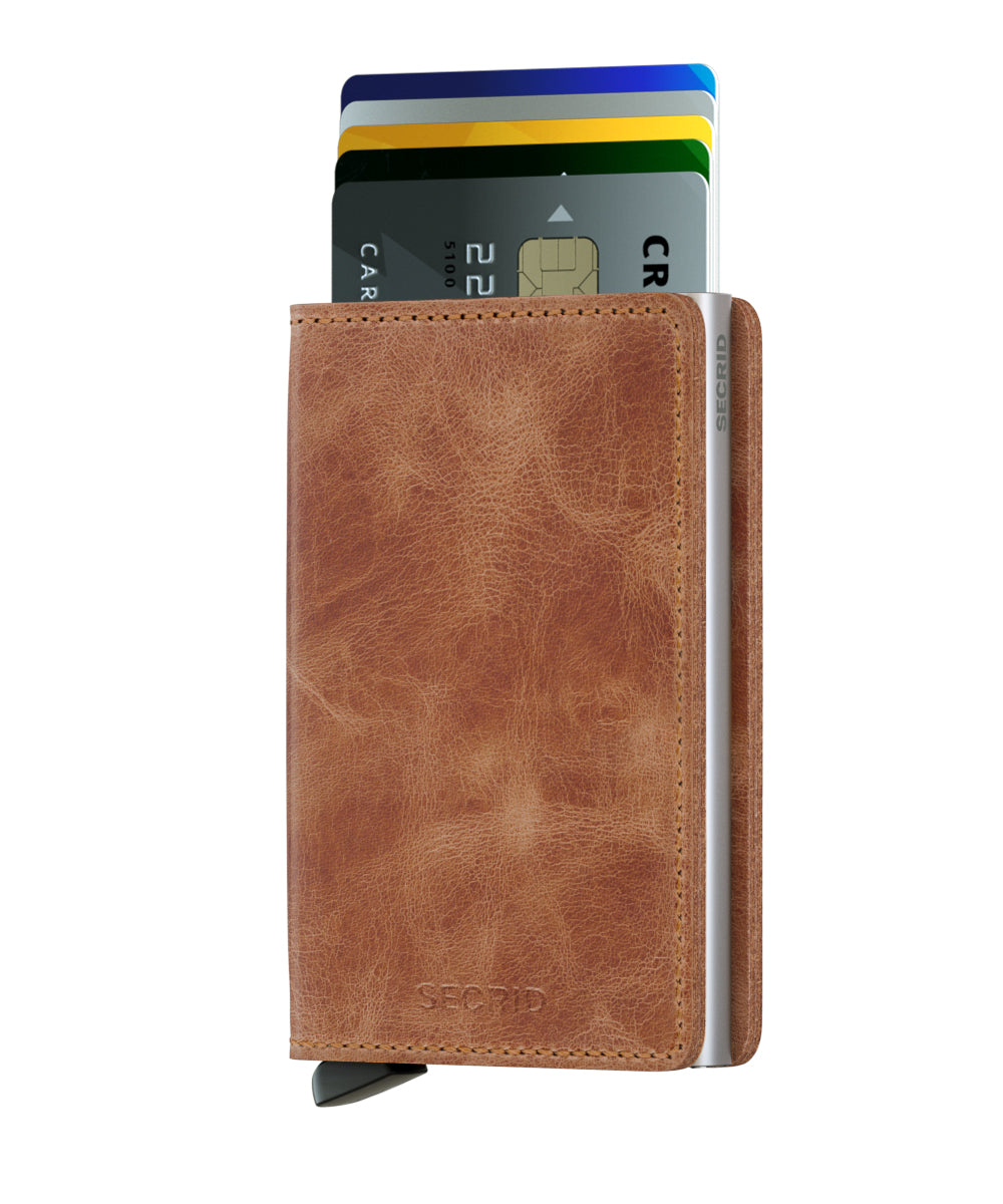 SECRID Slimwallet Leather Vintage Cognac Silver RFID SC8060