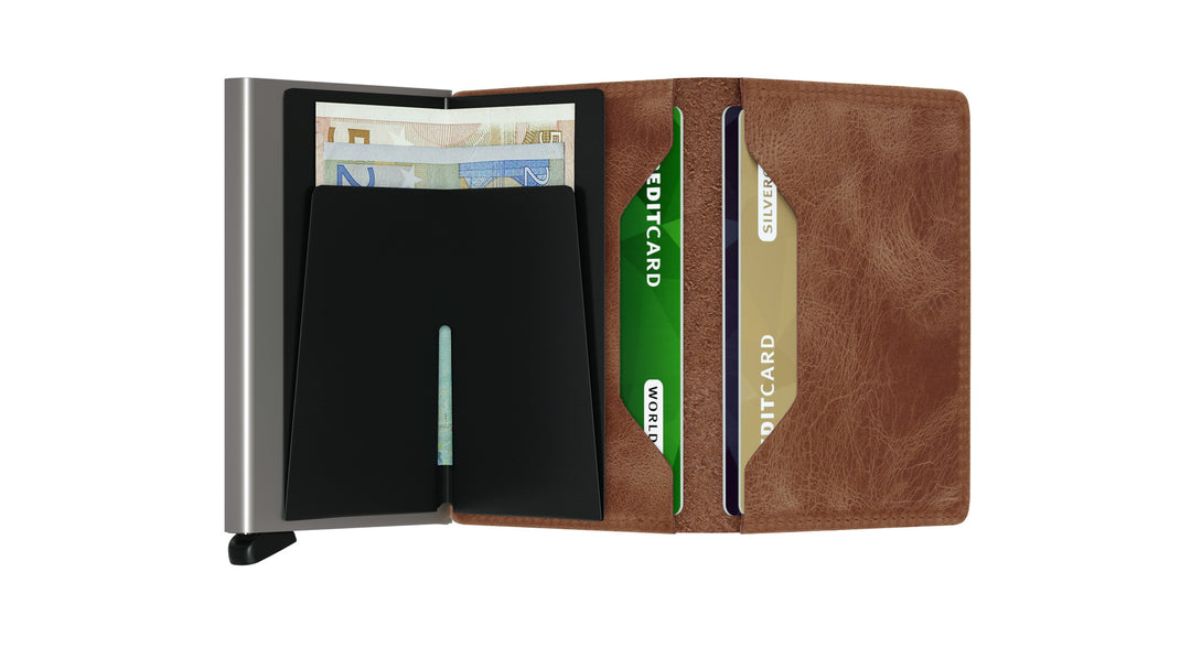 SECRID Slimwallet Leather Vintage Cognac Silver RFID SC8060