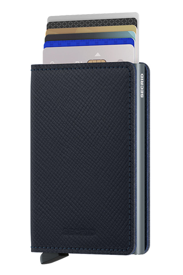 SECRID Slimwallet Saffiano Navy Leather Wallet RFID SC8459