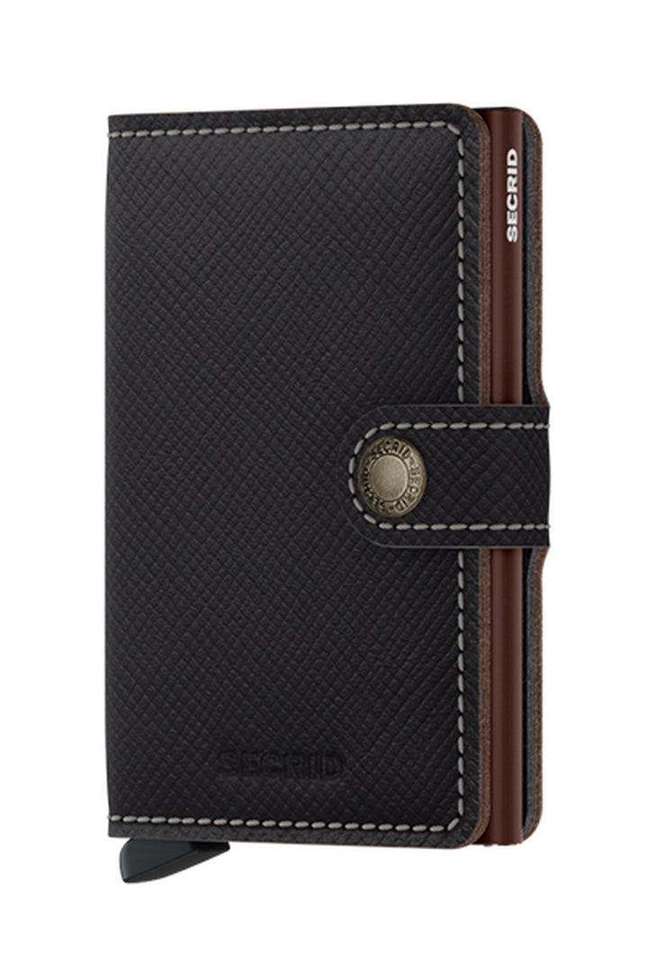 SECRID Miniwallet Saffiano Dark Brown Leather RFID Wallet SC8510