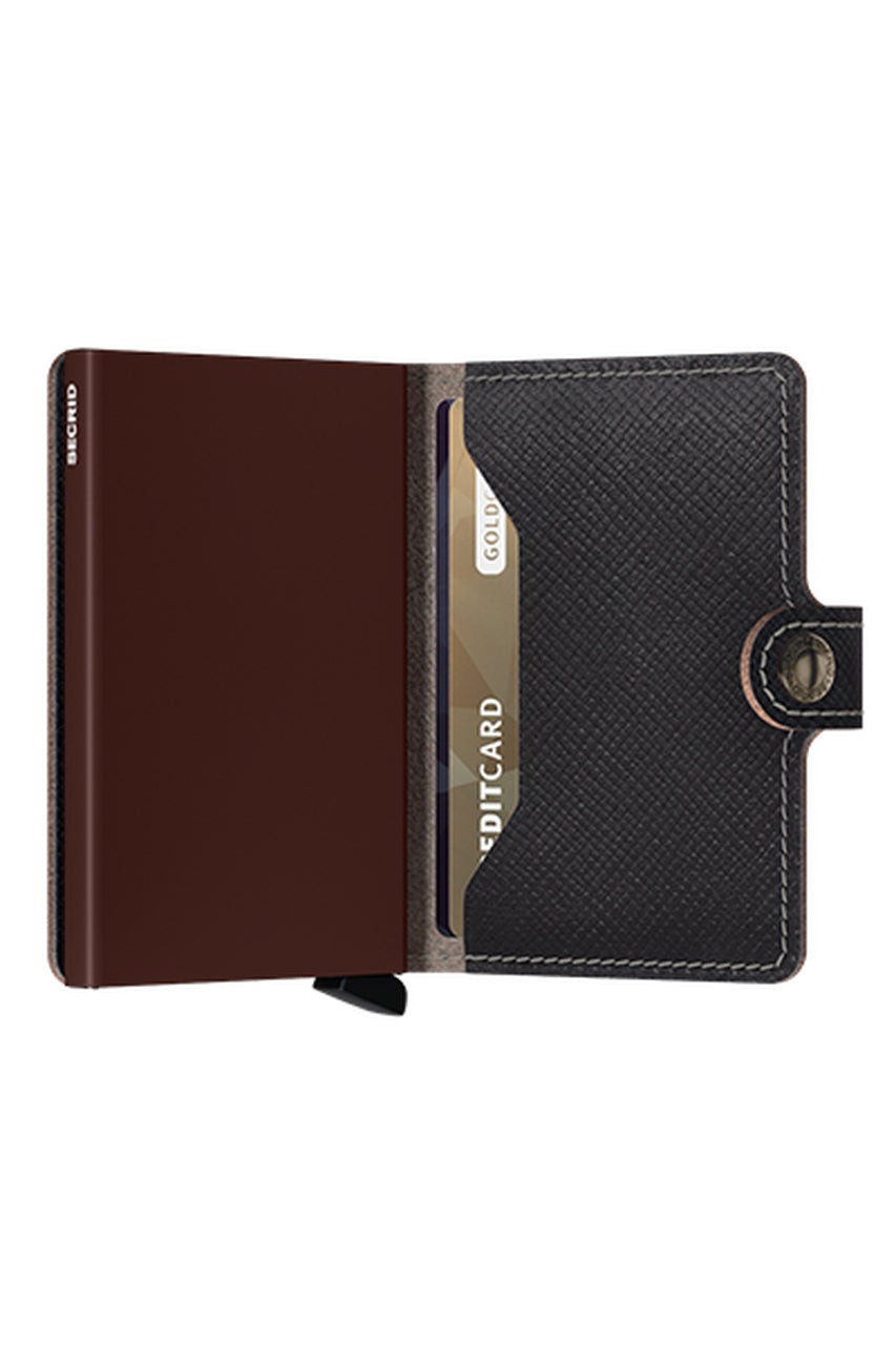 SECRID Miniwallet Saffiano Dark Brown Leather RFID Wallet SC8510
