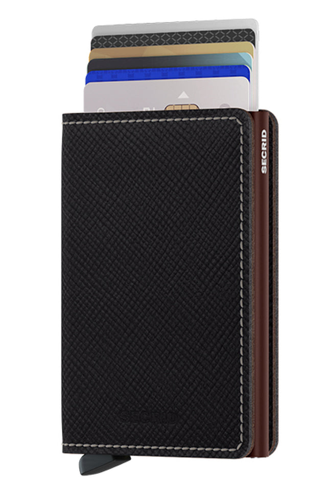 SECRID Slimwallet Saffiano Dark Brown Leather Wallet RFID SC8527
