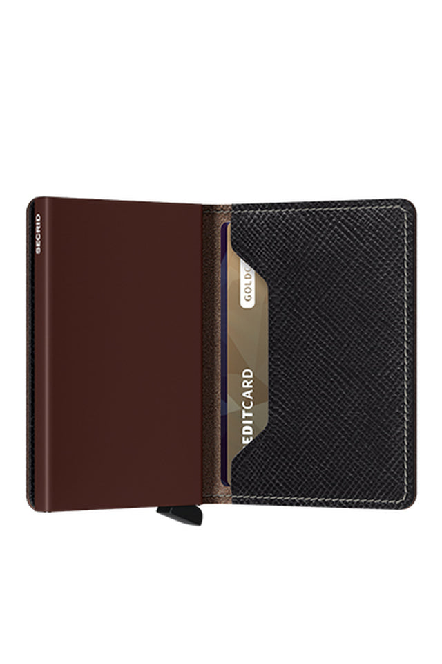 SECRID Slimwallet Saffiano Dark Brown Leather Wallet RFID SC8527