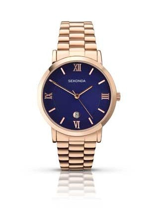 Sekonda Rose Gold Watch With Navy Blue Dial SK1090 - Lyncris Jewellers