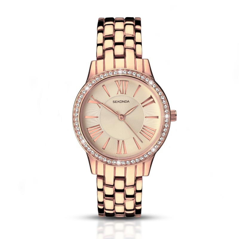 Sekonda Rose Gold Roman Diamante Watch SK2400 - Lyncris Jewellers
