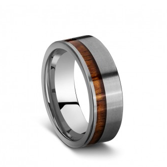 BLAZE Men's Tungsten Steel & Wooden Inlay Ring - Lyncris Jewellers