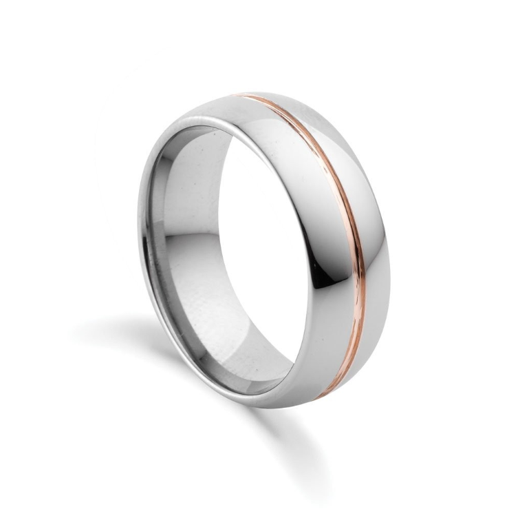 BLAZE Men's Tungsten Steel & Rose Gold Ring - Lyncris Jewellers