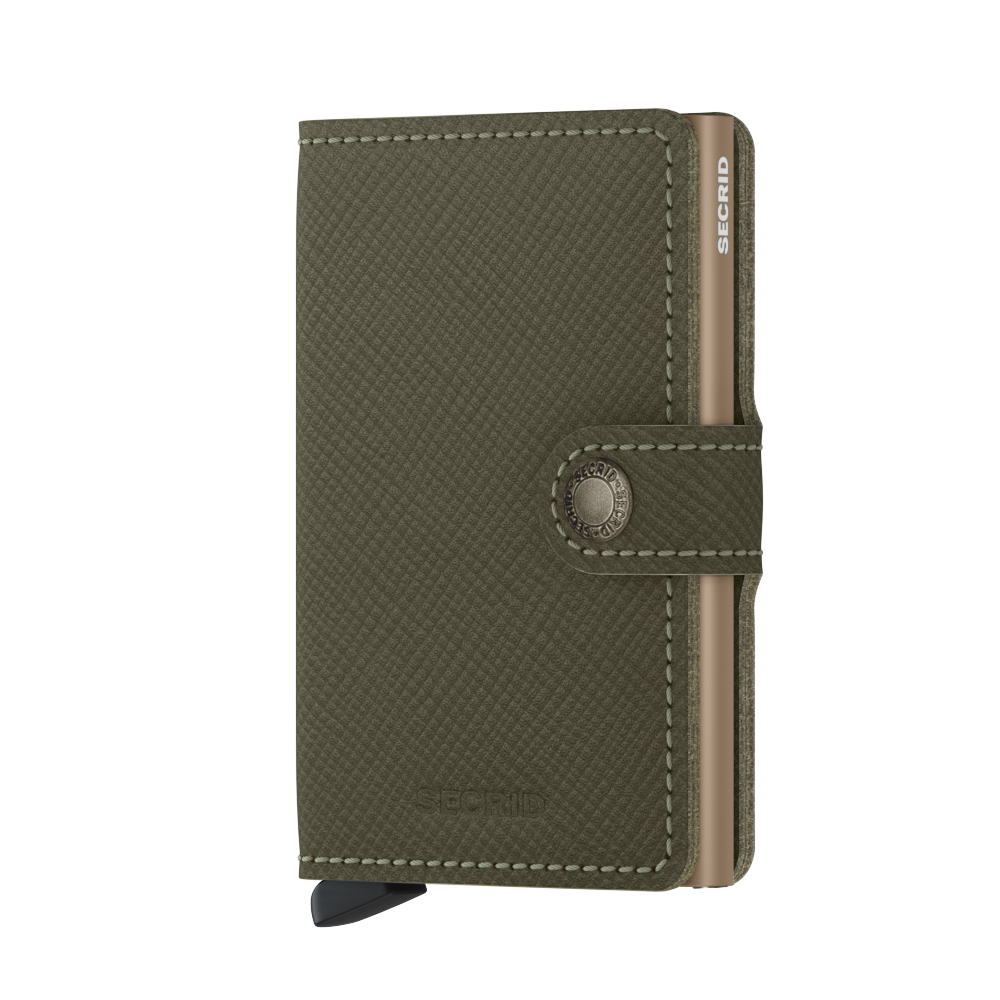 SECRID Miniwallet Olive Green Saffiano Leather RFID Wallet SC8473