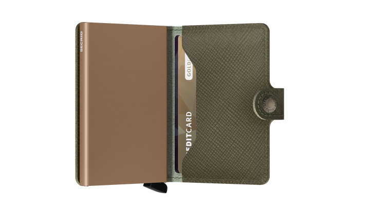 SECRID Miniwallet Olive Green Saffiano Leather RFID Wallet SC8473