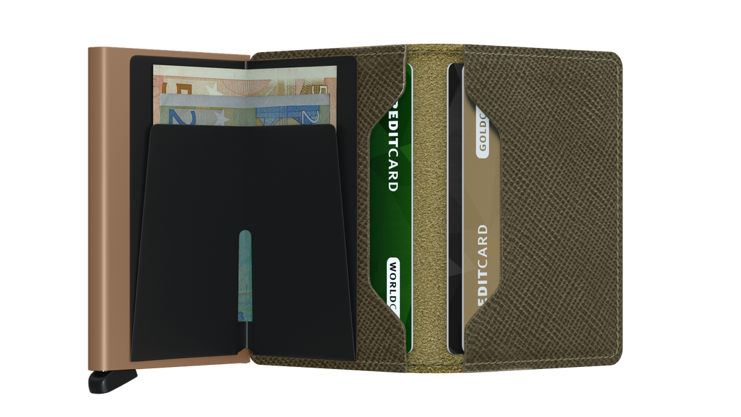 SECRID Slimwallet Saffiano Olive Green Leather Wallet RFID SC8480