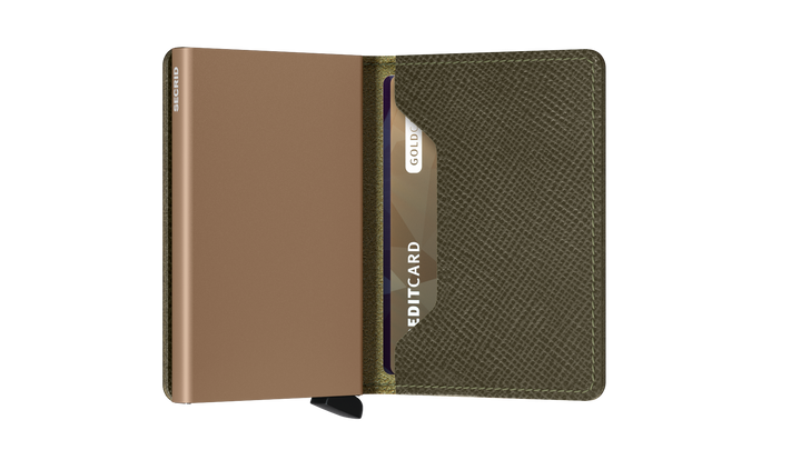 SECRID Slimwallet Saffiano Olive Green Leather Wallet RFID SC8480