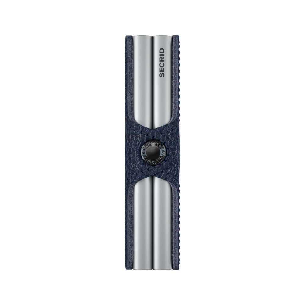 SECRID Twinwallet Veg Navy Silver Leather Wallet SC8213