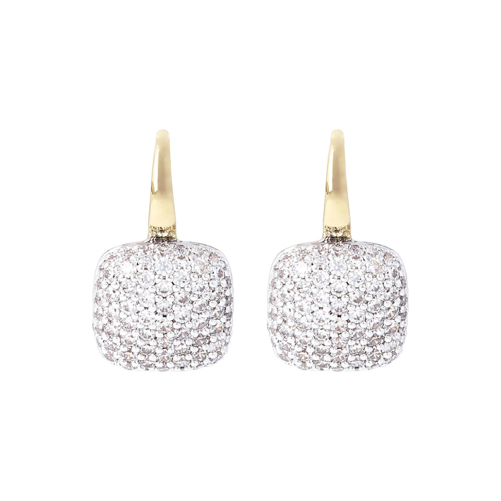 Bronzallure Square PavÃ© Golden Earrings| The Jewellery Boutique