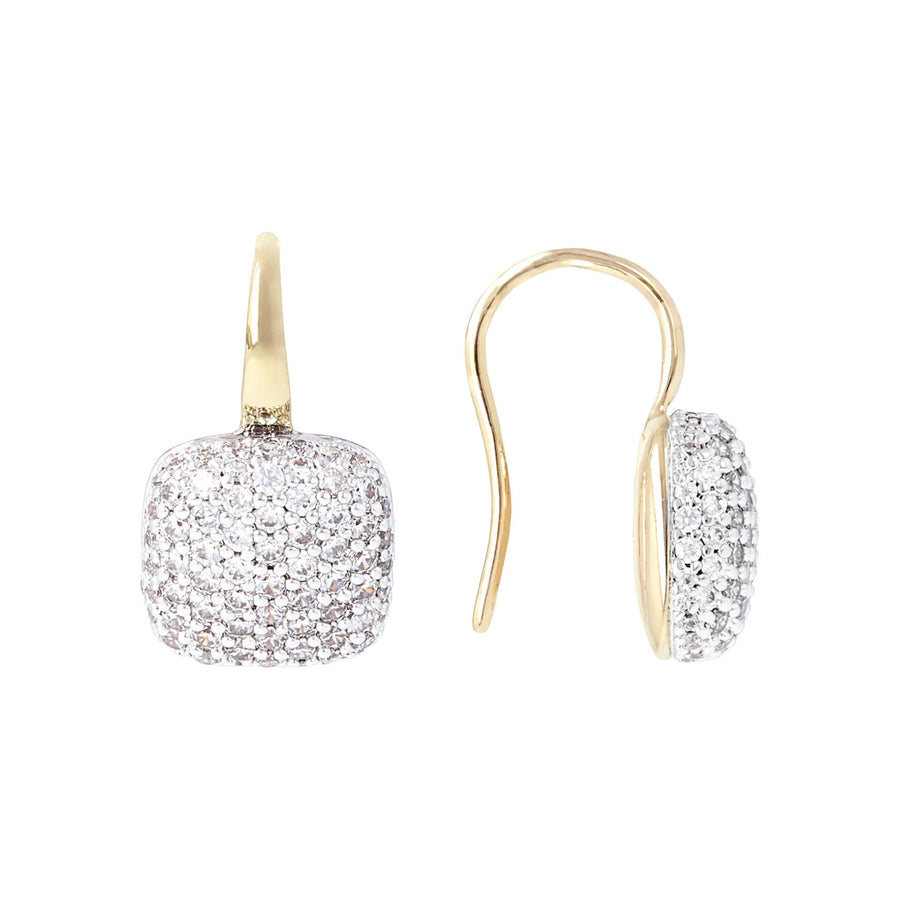 Bronzallure Square PavÃ© Golden Earrings| The Jewellery Boutique