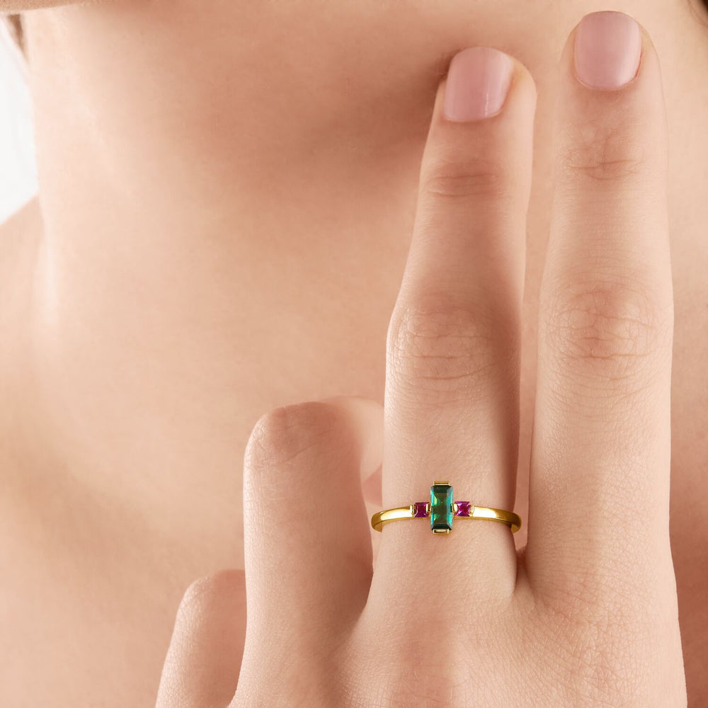 Thomas Sabo Ring Green Stone Gold | The Jewellery Boutique