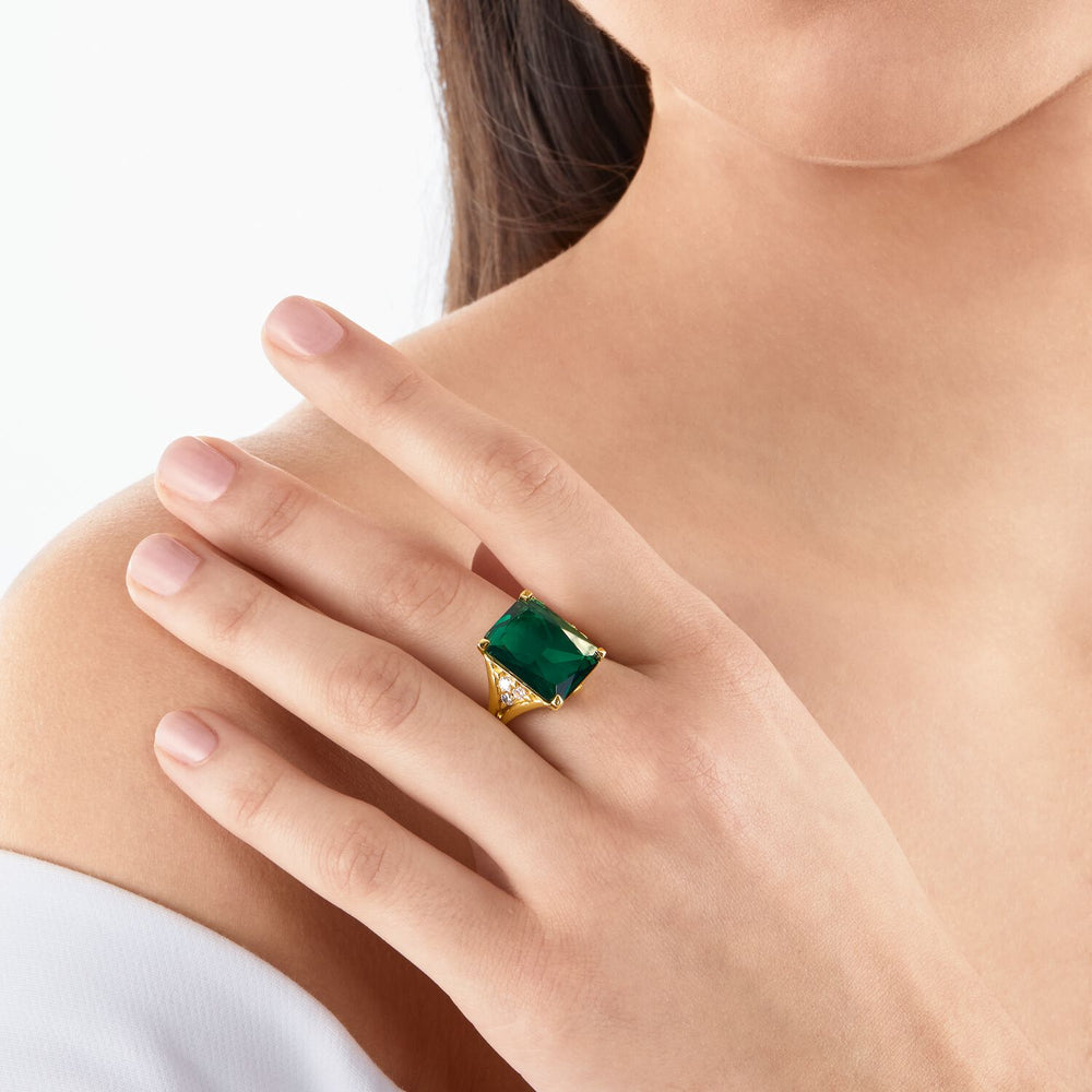 Thomas Sabo Ring Green Stone Gold | The Jewellery Boutique