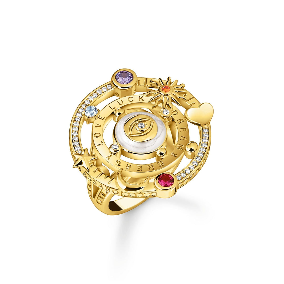 THOMAS SABO Gold Cosmic Cocktail Ring with Half-Ball and Stones