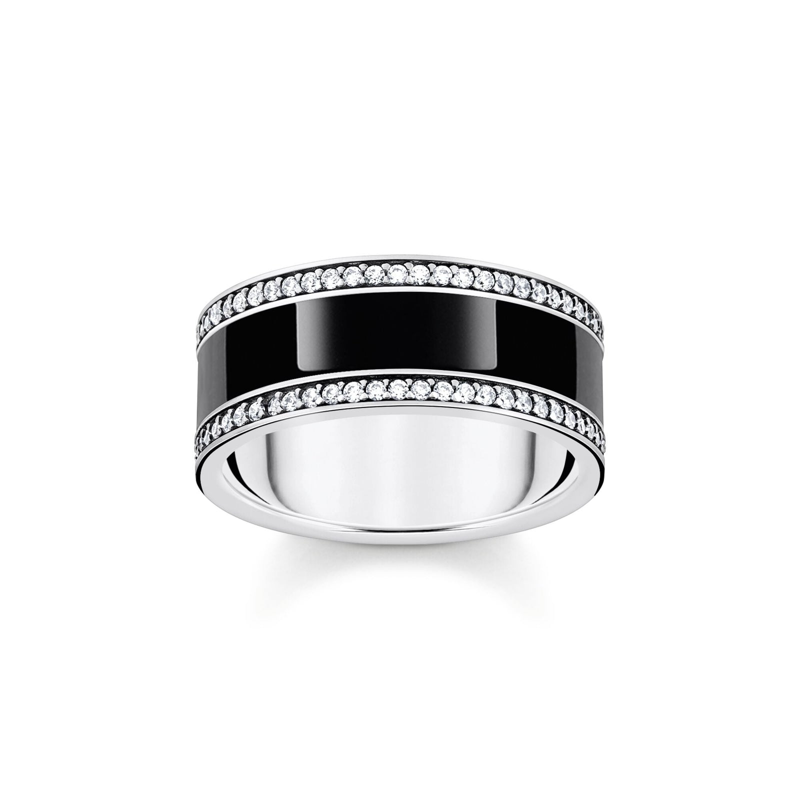 THOMAS SABO Silver Band Ring with Black Cold Enamel and Zirconia - B & S Lyncris Jewellers