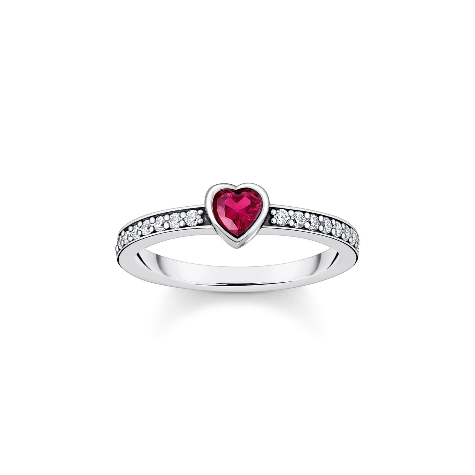 THOMAS SABO Solitaire Ring with Red Heart-Shaped Stone - B & S Lyncris Jewellers