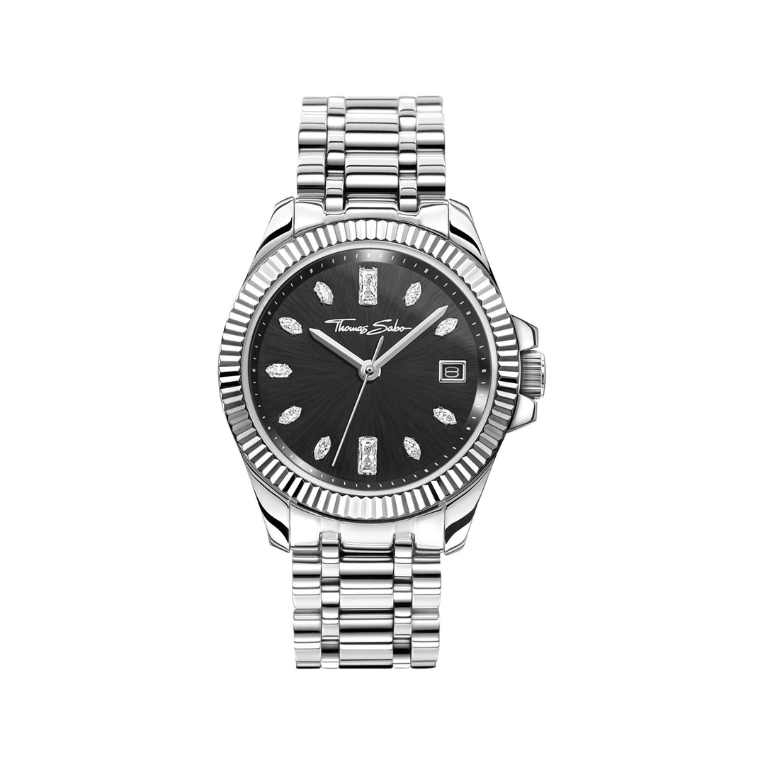 THOMAS SABO Women's Watch Divine Silver with Black Dial and Zirconia Stones