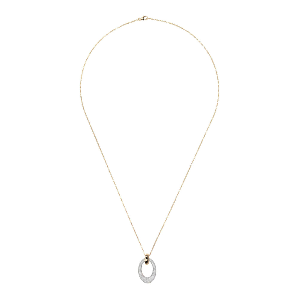 Bronzallure Altissima Golden Oval PavÃ© Pendant Necklace| The Jewellery Boutique