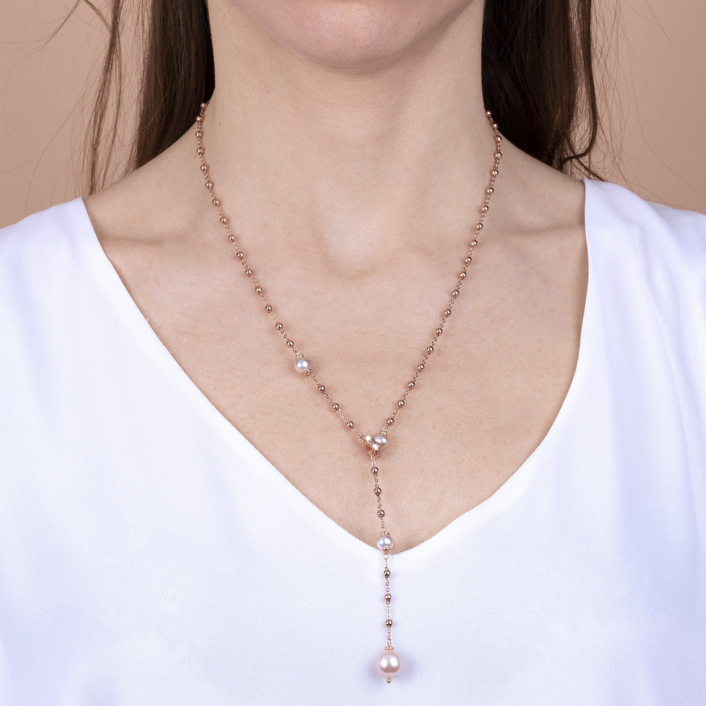 Bronzallure Pearl Lariat Necklace