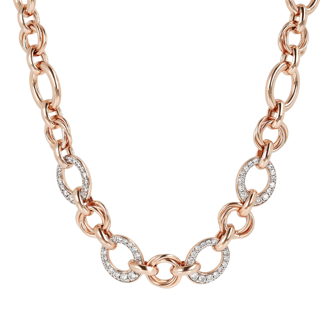 Bronzallure Oval Rolo Chain and PavÃ© Detail Necklace