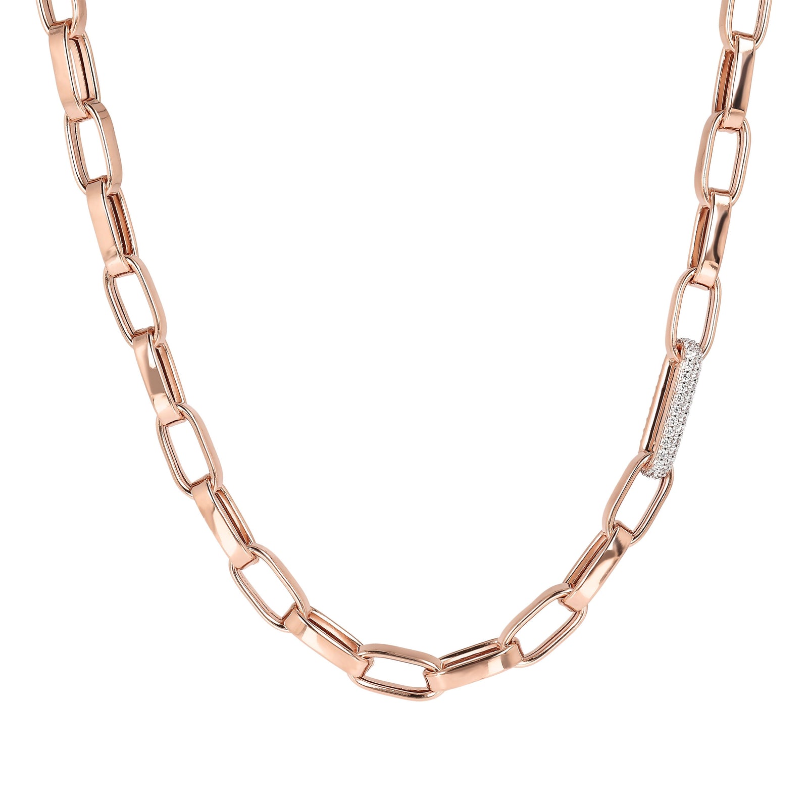 Bronzallure Bold Forzatina Chain Necklace with PavÃƒÂ© Detail