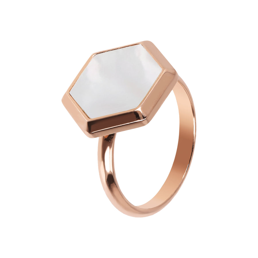 Bronzallure Hexagonal Flat Stone Ring| The Jewellery Boutique