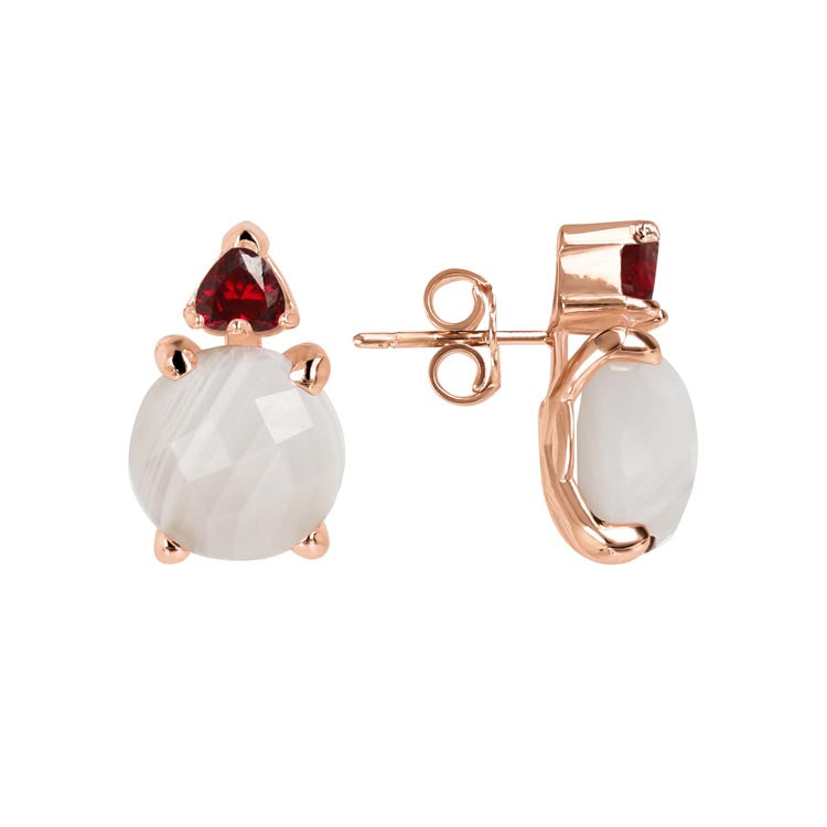 Bronzallure Felicia White Agate/Ruby Earrings - B & S Lyncris Jewellers