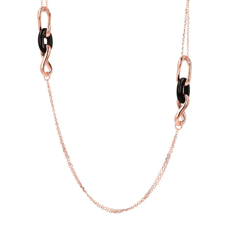 Bronzallure Variegata Black Onyx Link Necklace 91.4cm - B & S Lyncris Jewellers