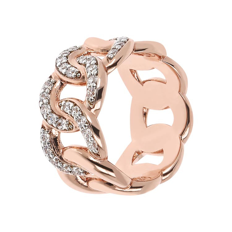 Bronzallure Altissima Cubic Zirconia Chain Link Ring - B & S Lyncris Jewellers