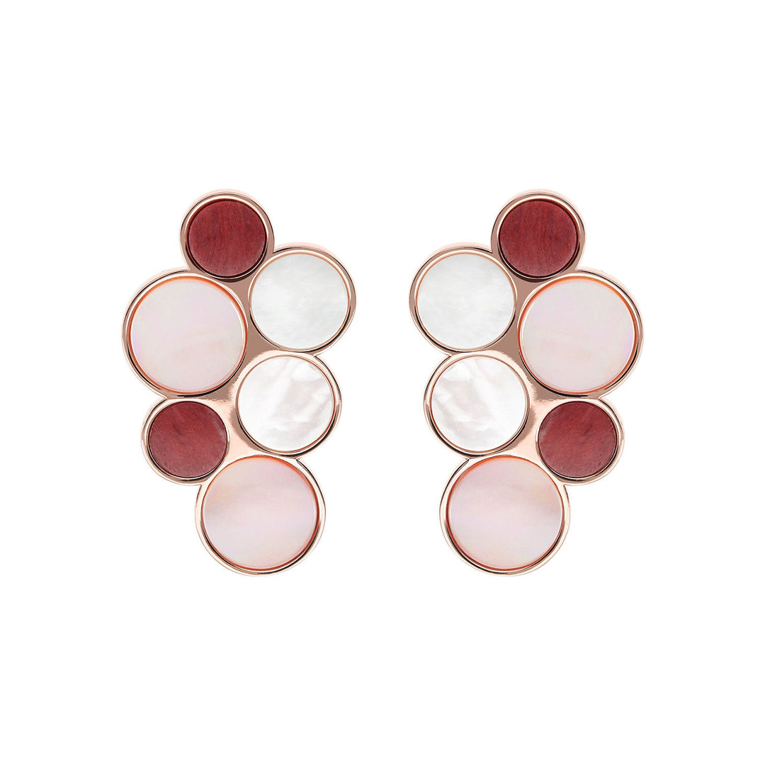 Bronzallure Alba Red Fossil Mop Flat Earrings - B &amp; S Lyncris Jewellers