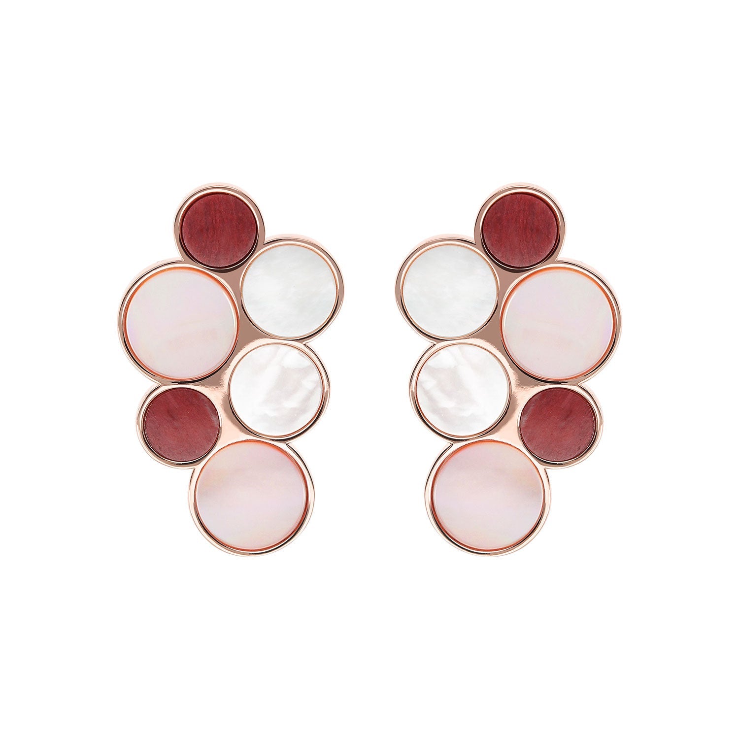 Bronzallure Alba Red Fossil Mop Flat Earrings - B & S Lyncris Jewellers