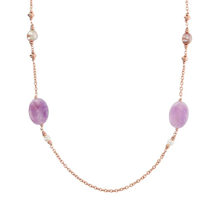Bronzallure Maxima Lavender &amp; Pearl Necklace