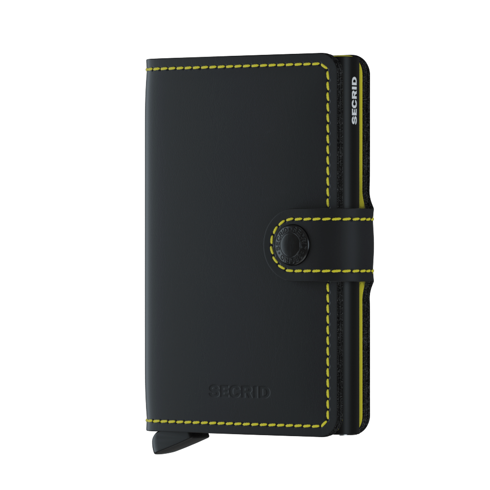 SECRID Miniwallet Matte Black & Yellow Leather RFID SC7261 - Lyncris Jewellers