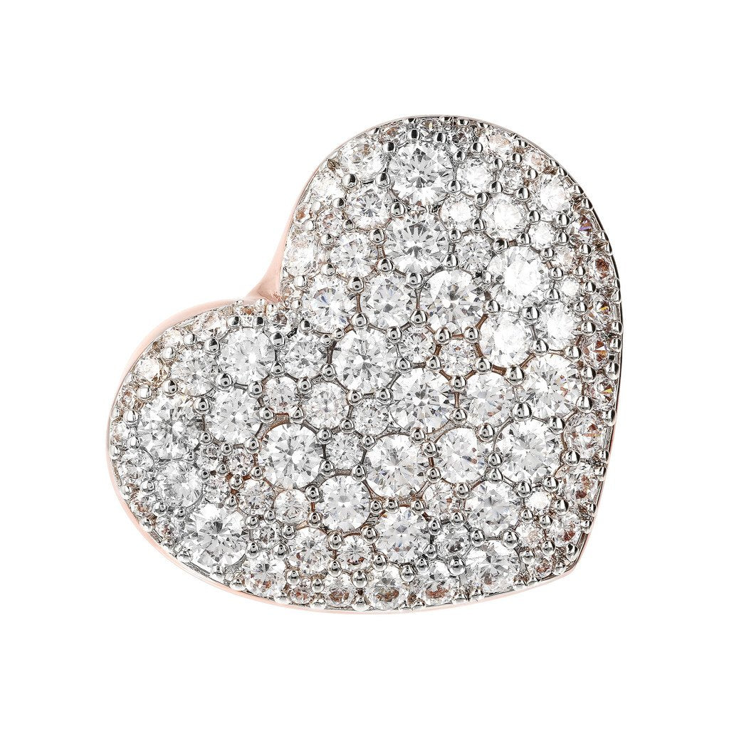 Bronzallure Cubic Zirconia Pave and Golden Ros&eacute; Heart Ring