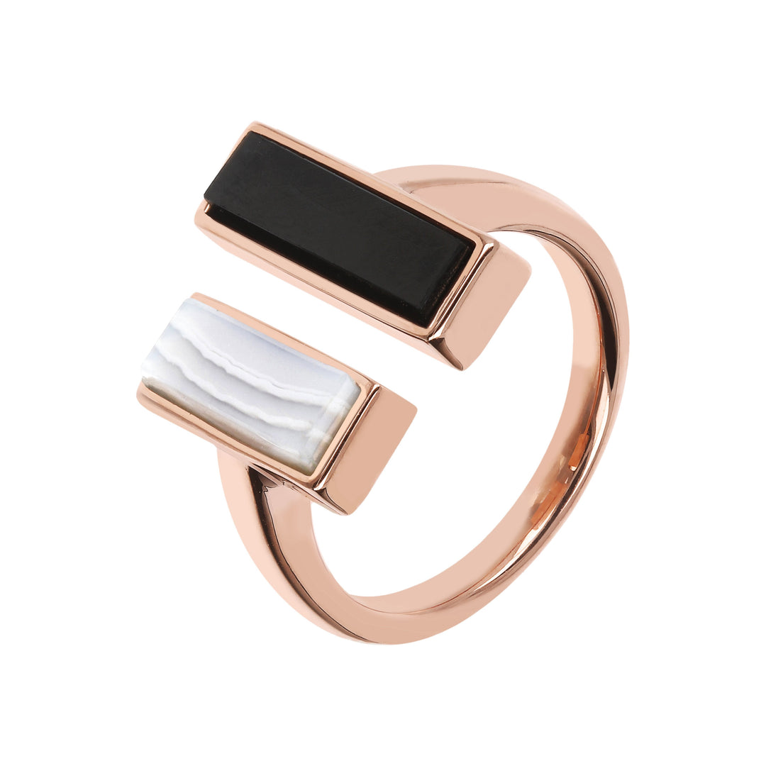 Bronzallure Bicolor CarrÃƒÂ© Natural Stones Ring